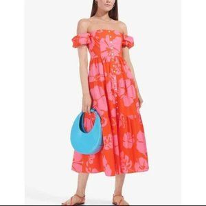 Staud Elio Dress in Red Hibiscus NWOT